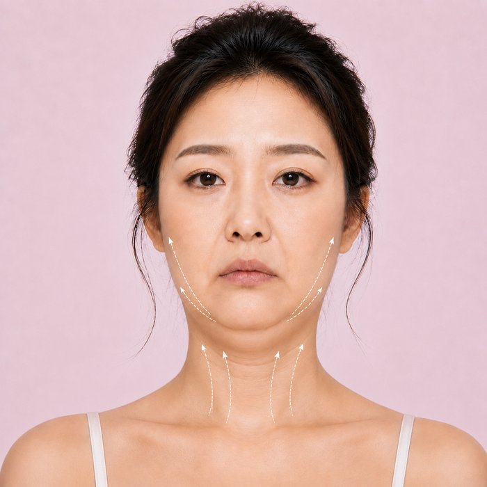 Lifting and firming directions along the jawline and neck at LS Clinic