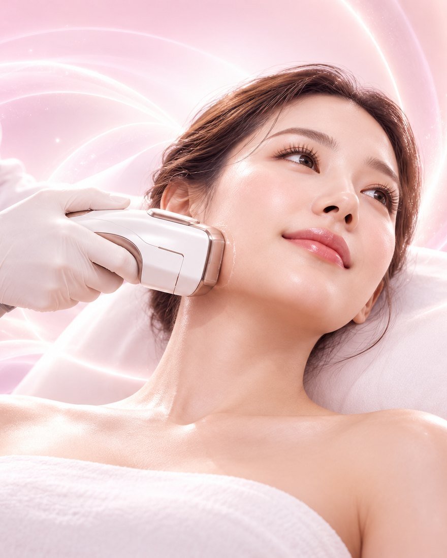 HIFU non-surgical face lifting at LS Clinic — focused ultrasound treatment along the jawline